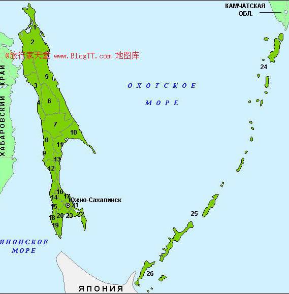 俄罗斯萨哈林州地图