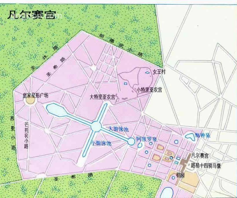 凡尔赛宫平面示意地图.