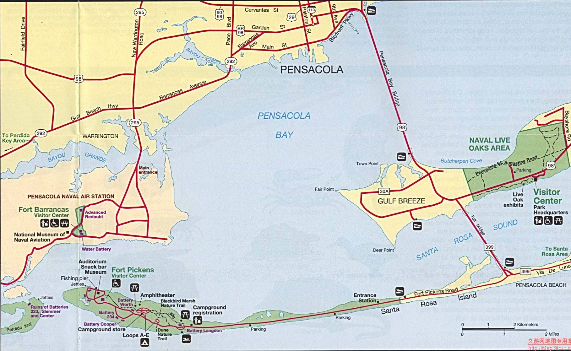 美国florida州pensacola bay周边地图