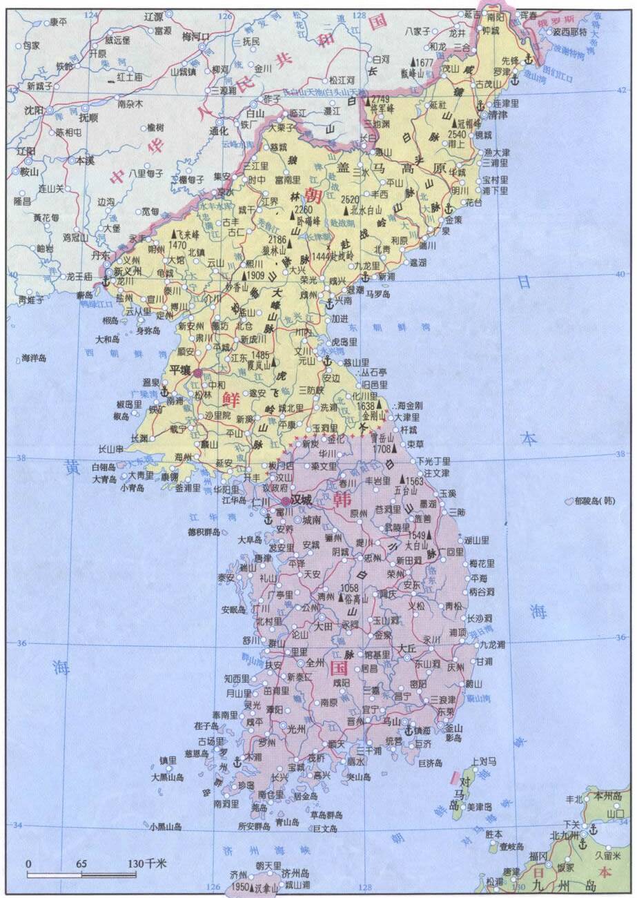 朝鲜韩国行政地图,韩国地图高清中文版