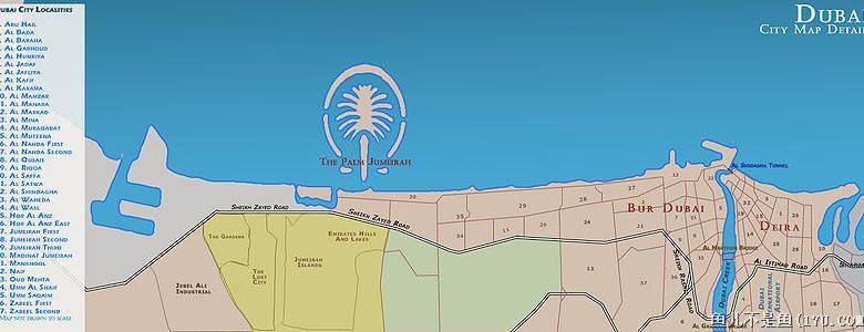 世界地图 阿拉伯联合酋长国地图 迪拜地图 > 迪拜行政区划图最新迪拜