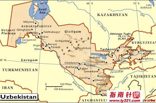 乌兹别克斯坦英文地图_乌兹别克斯坦地图高清_中文版版