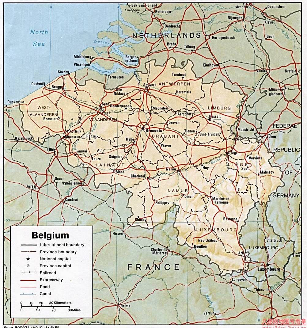 比利时政区图,比利时地图高清中文版