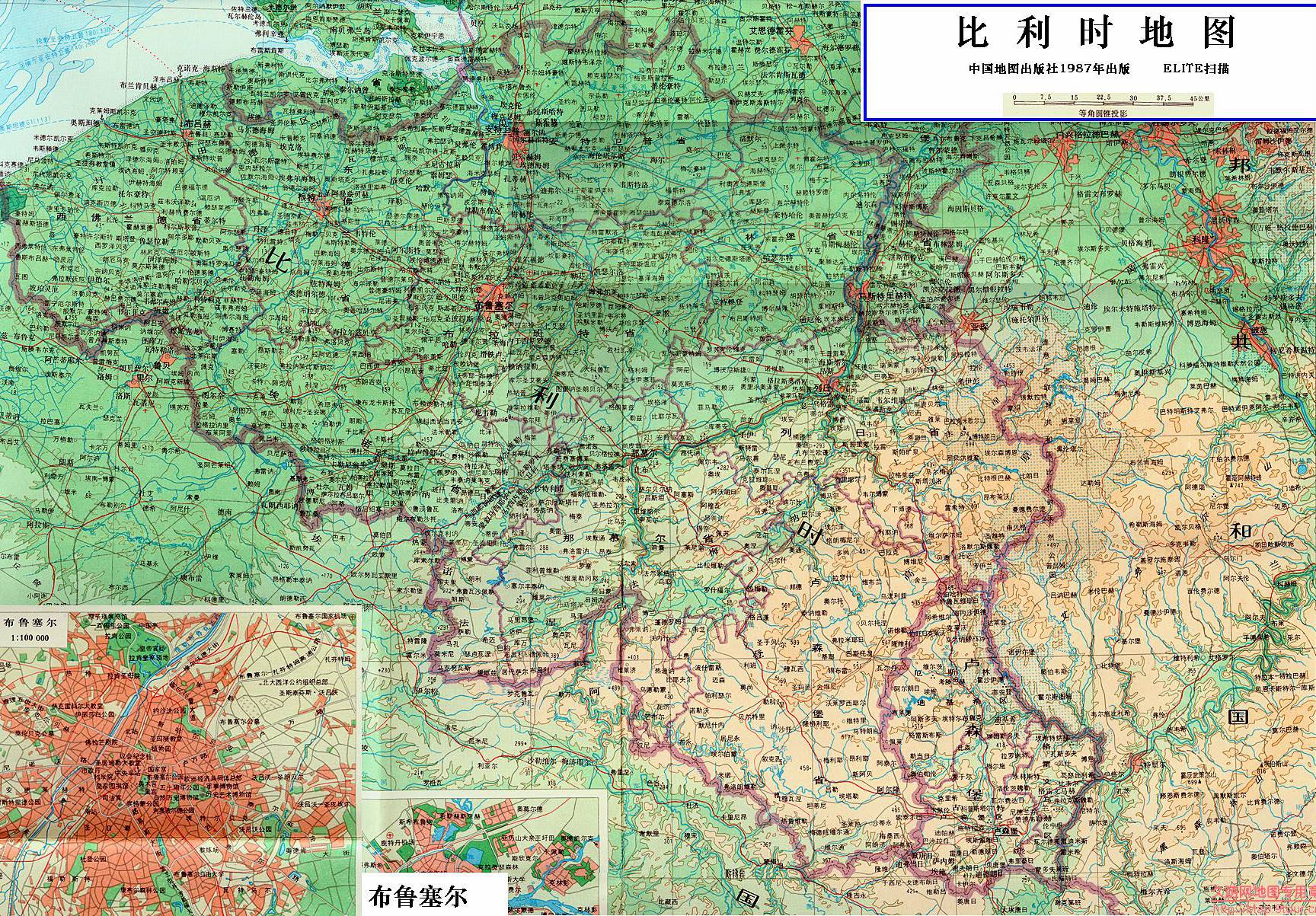 比利时高清版大地图图片