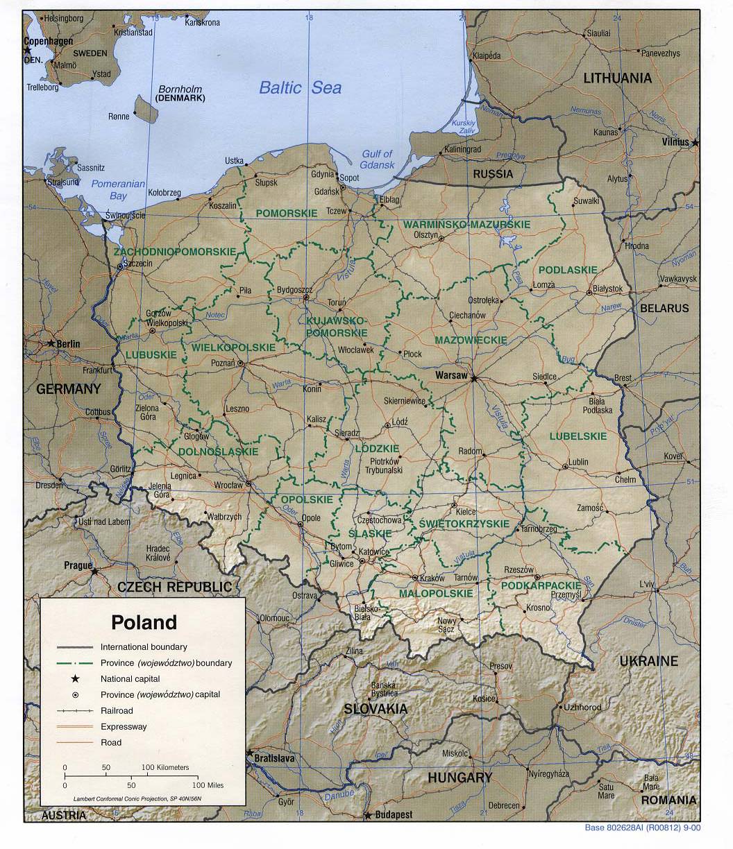 波兰分层设色地形图图片
