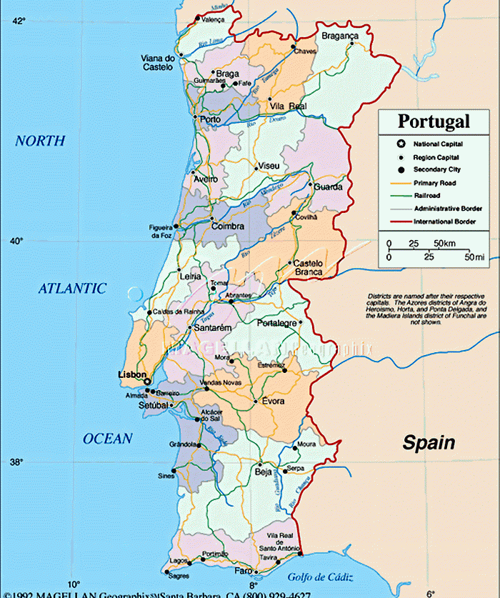 最新葡萄牙地圖中文版