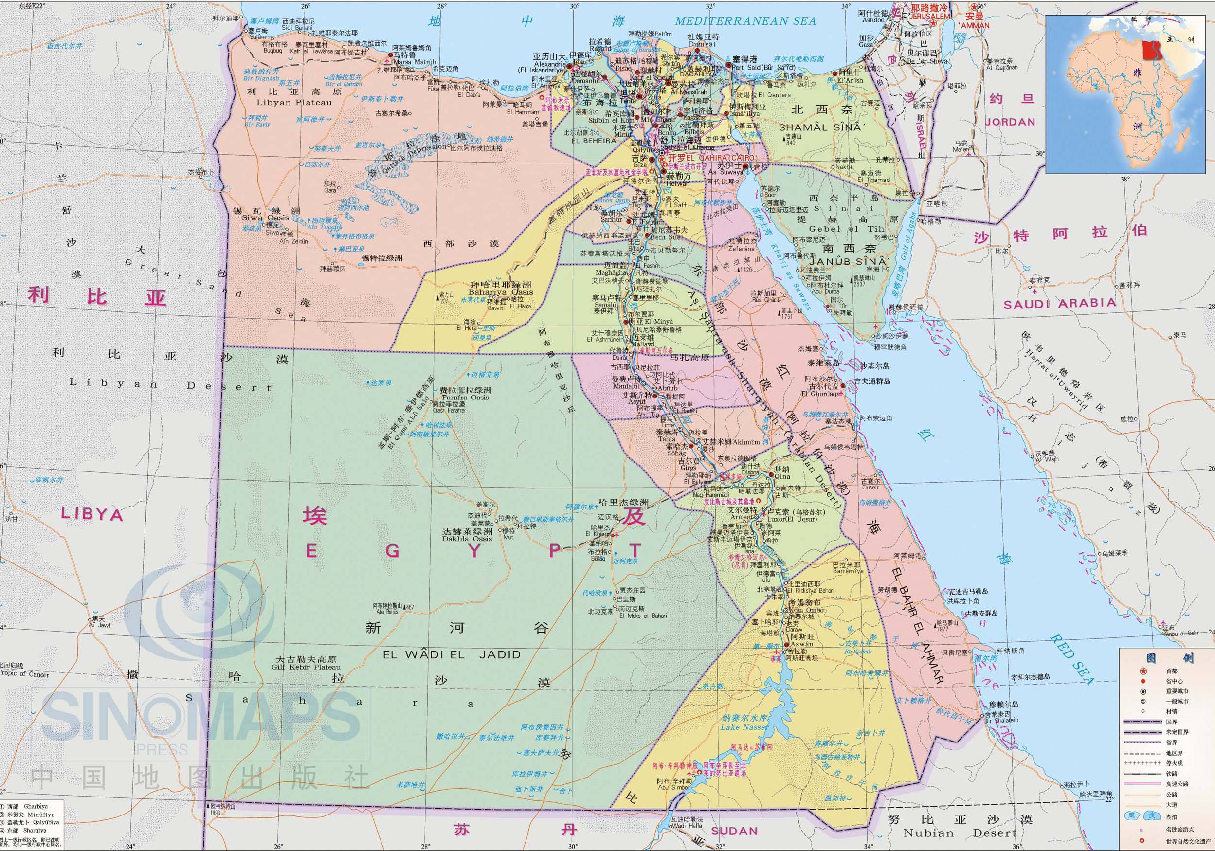 埃及地图,埃及地图高清中文版
