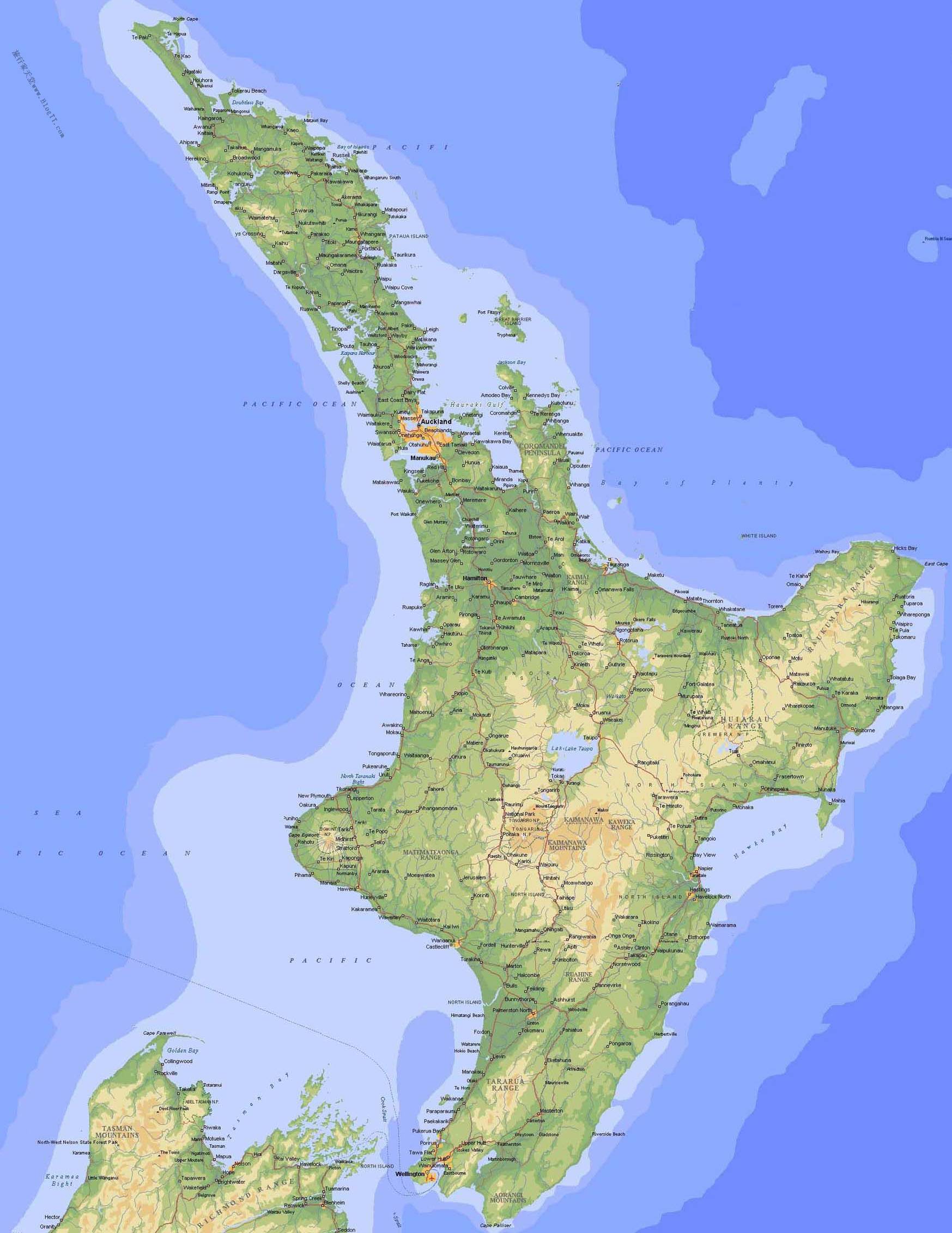新西兰地形分布图图片